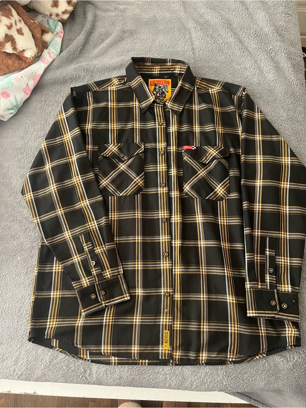 Men's Dixxon Black & Orange The Podium Button-Up Flannel Shirt